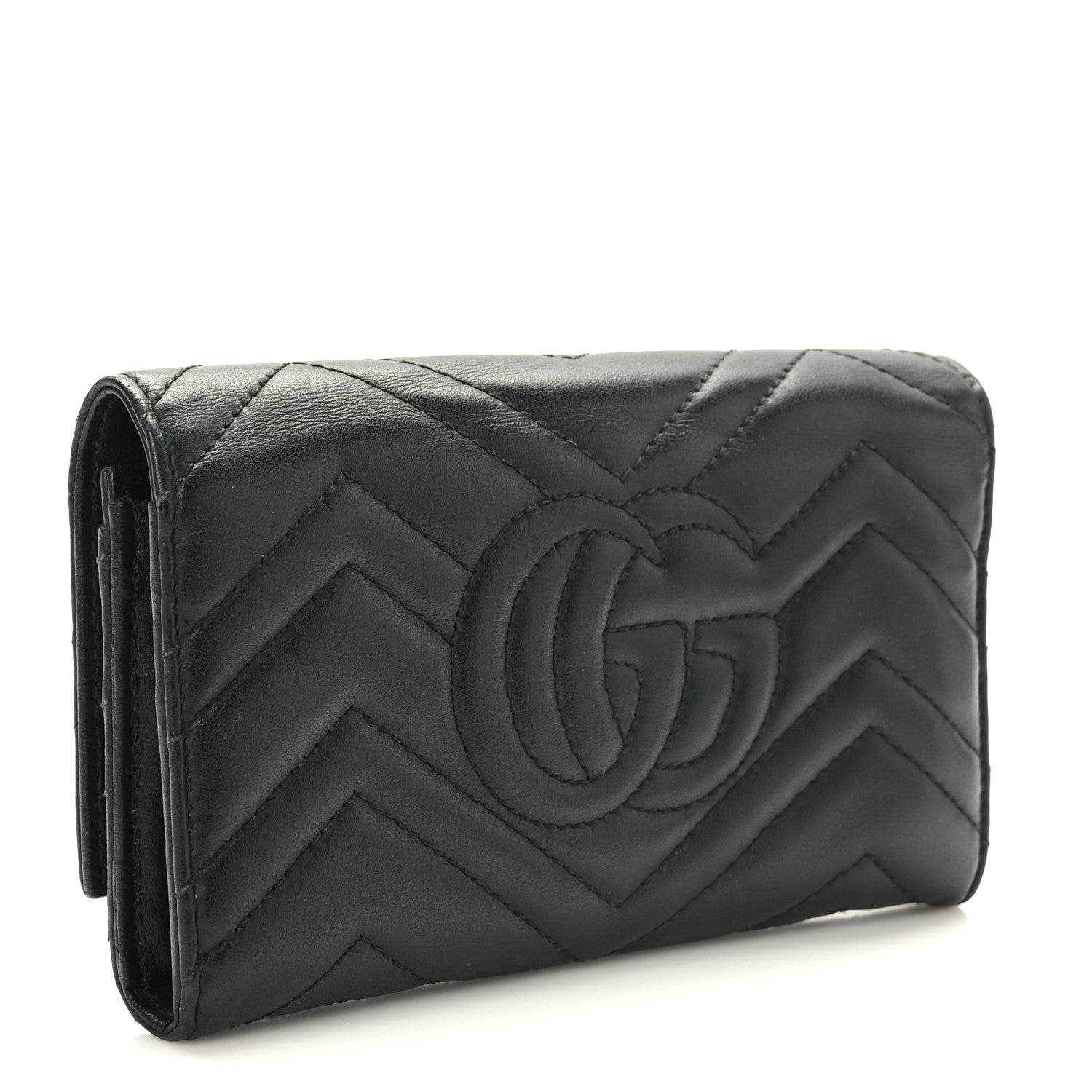 Gucci Calfskin Matelasse GG Marmont Continental Wallet Black 3 of 7