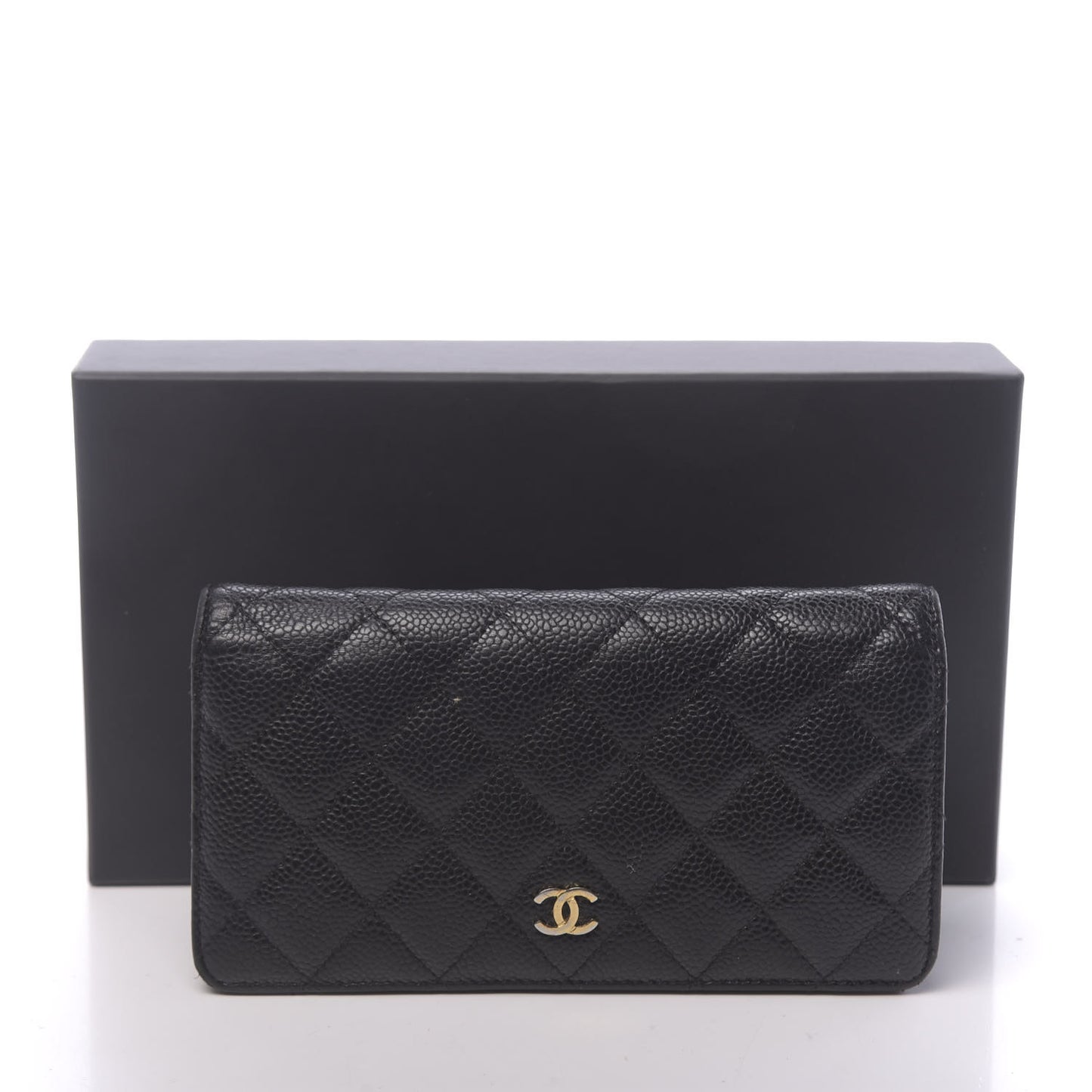 Caviar Quilted Yen Wallet Black