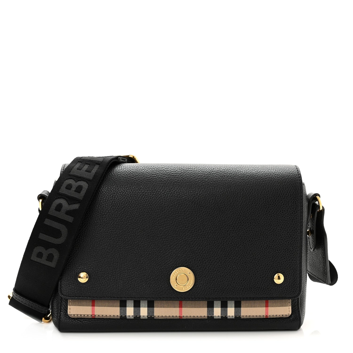 Burberry Grainy Calfskin Vintage Check Note Crossbody Bag Black 1 of 15