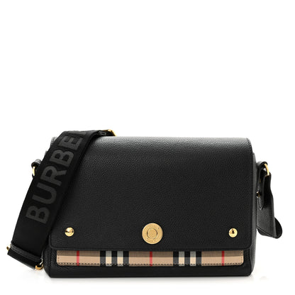 Burberry Grainy Calfskin Vintage Check Note Crossbody Bag Black 1 of 15