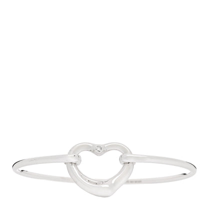 Tiffany Sterling Silver Diamond Elsa Peretti Open Heart Bangle Bracelet 1 of 3
