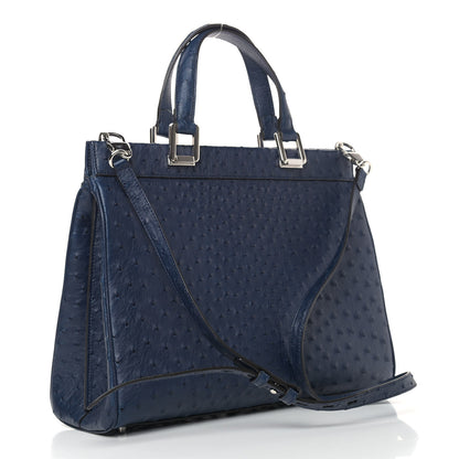 Gucci Ostrich Medium Zumi Top Handle Bag Blue 3 of 9
