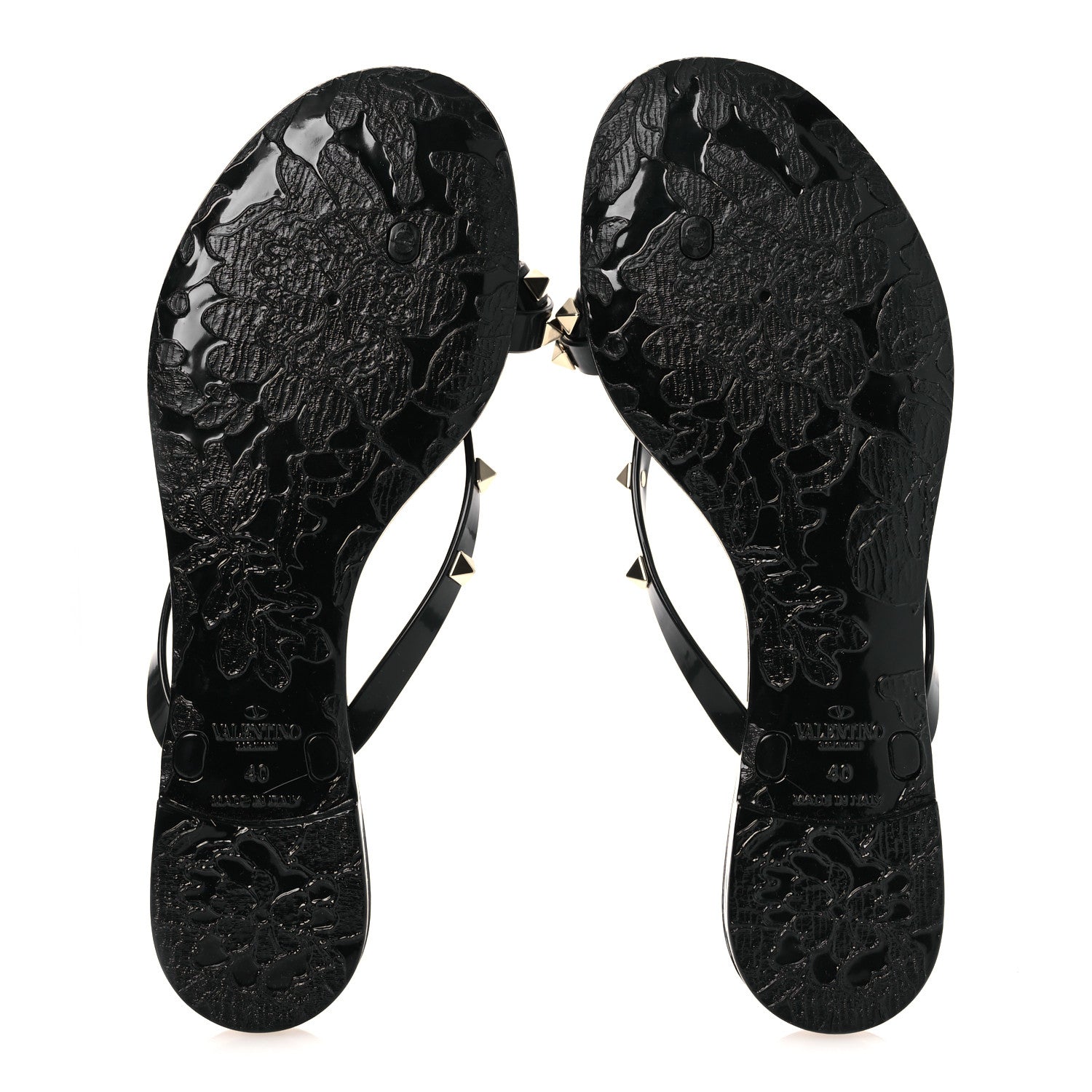 Valentino Garavani PVC Jelly Rockstud Bow Thong Sandals 40 Black 7 of 9