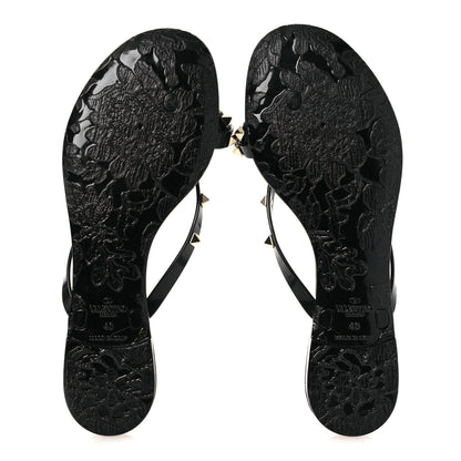 Valentino Garavani PVC Jelly Rockstud Bow Thong Sandals 40 Black 7 of 9