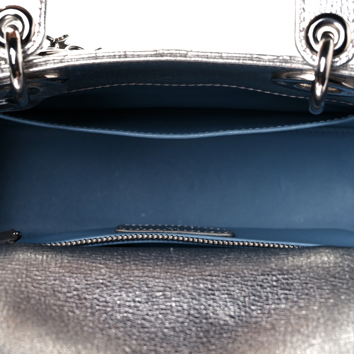Christian Dior Metallic Grained Calfskin Cannage Small Lucky Badges My Lady Dior Silver 4 of 8