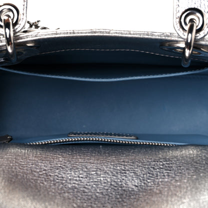 Christian Dior Metallic Grained Calfskin Cannage Small Lucky Badges My Lady Dior Silver 4 of 8