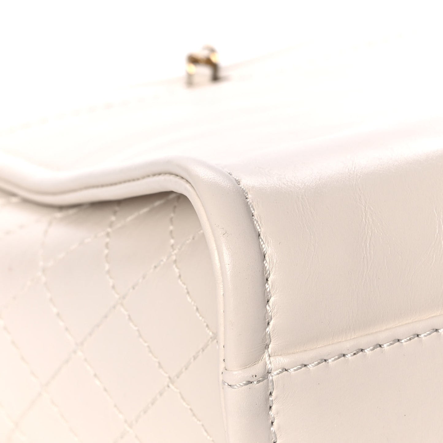 Aged Calfskin Small Charms Deauville Tote White