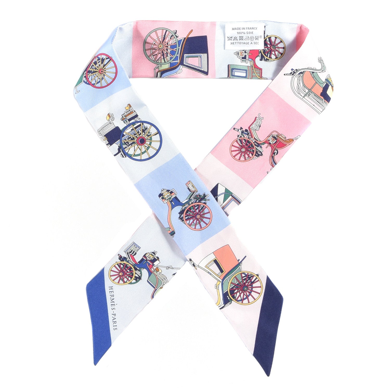 Hermes Silk Les Voitures Exquises Twilly Bleu Rose Vert 1 of 4
