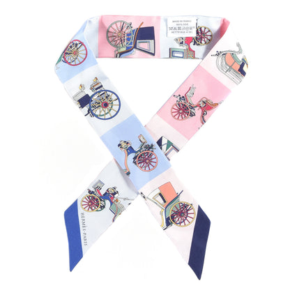 Hermes Silk Les Voitures Exquises Twilly Bleu Rose Vert 1 of 4