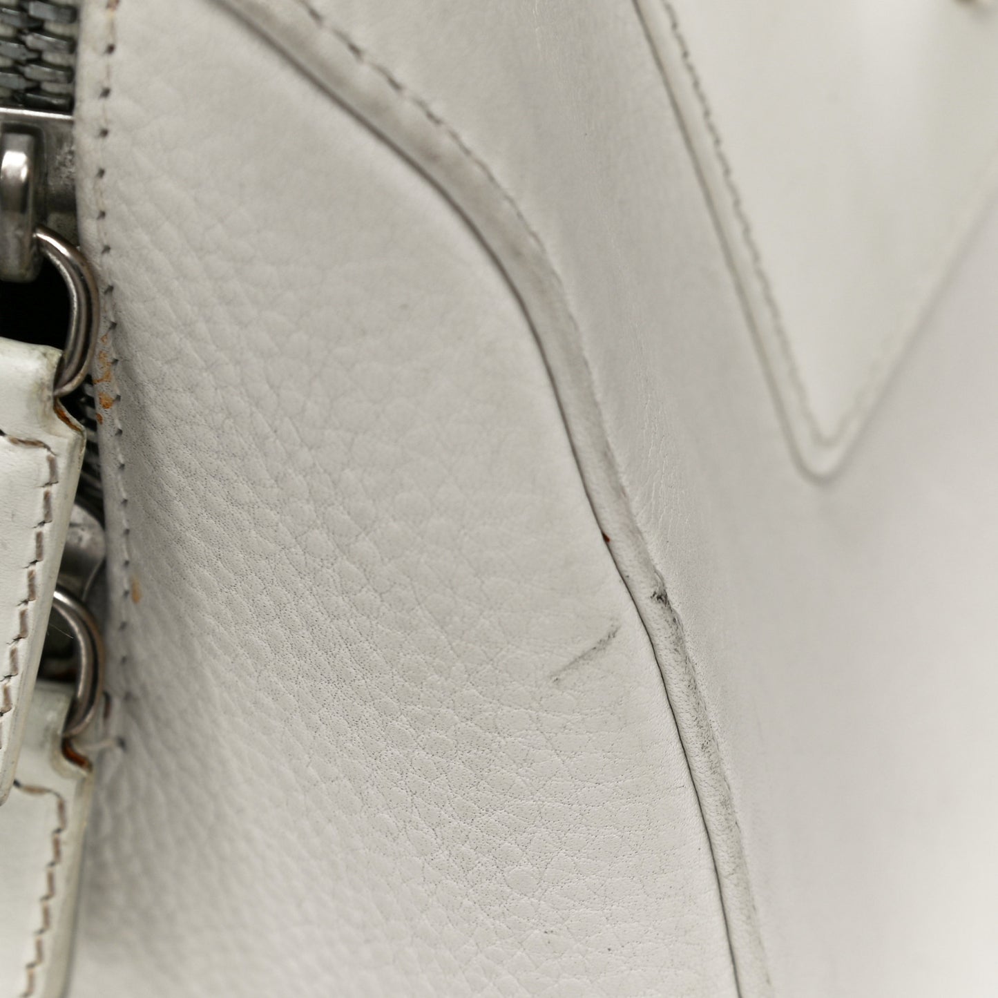 Grained Calfskin Street Chic Top Handle Bag White