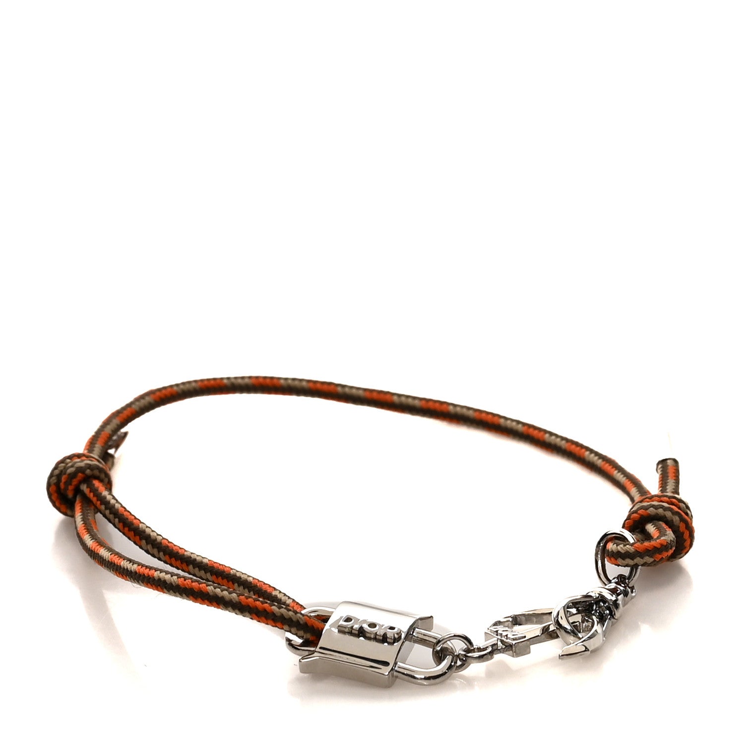 Christian Dior Technical Cord Brass Anchor Bracelet Orange Taupe 3 of 5