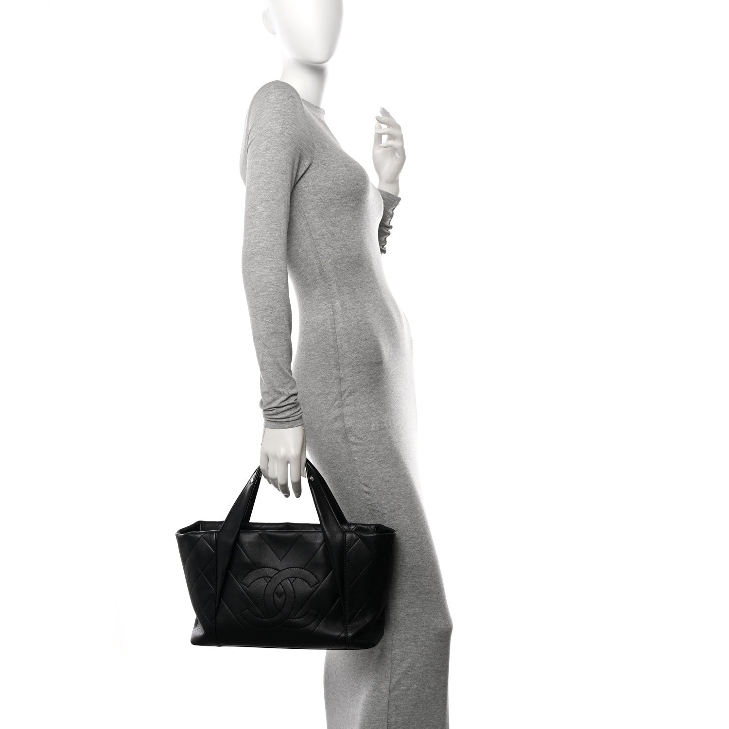 Chanel Calfskin Chevron CC All Day Tote Black 2 of 11