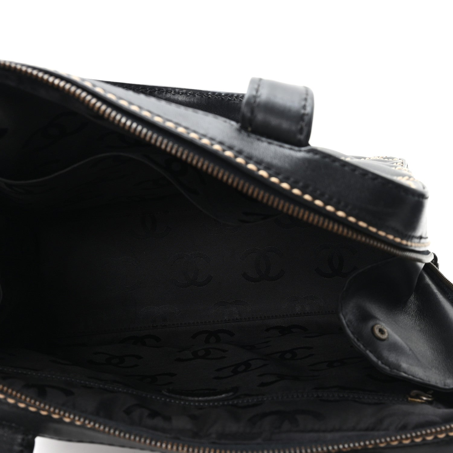 Chanel Calfskin Wild Stitch Vertical Top Handle Bag Black 6 of 11