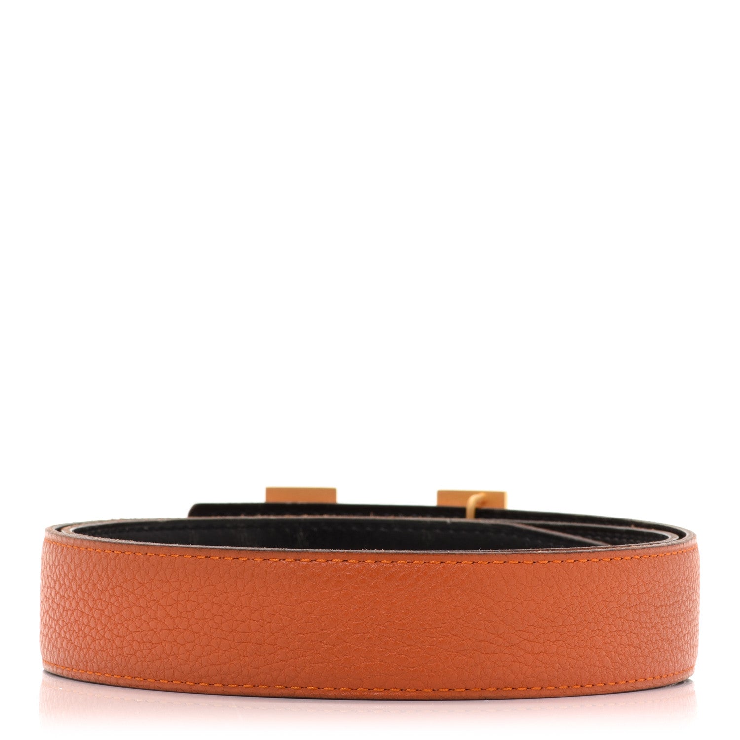 Hermes Box Togo 32mm H Belt 85 Black Orange 4 of 11