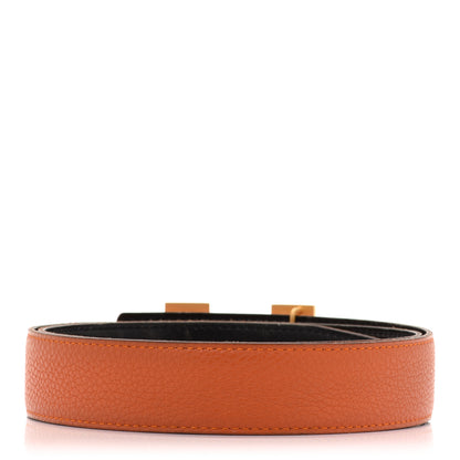 Hermes Box Togo 32mm H Belt 85 Black Orange 4 of 11