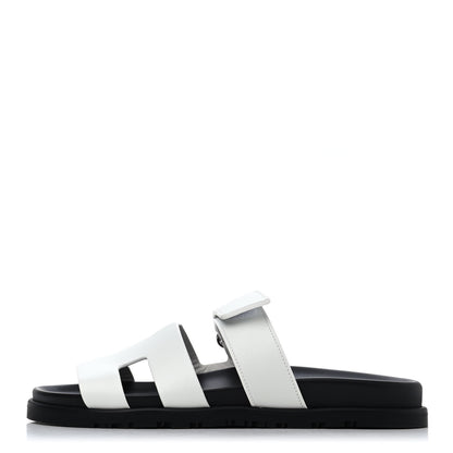 Hermes Calfskin Womens Chypre Sandals 38.5 White 1 of 4