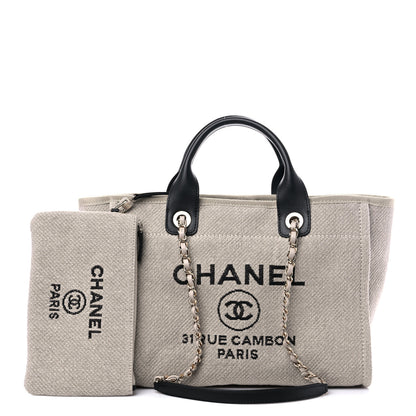 Chanel Mixed Fibers Small Deauville Tote Beige Black 1 of 10
