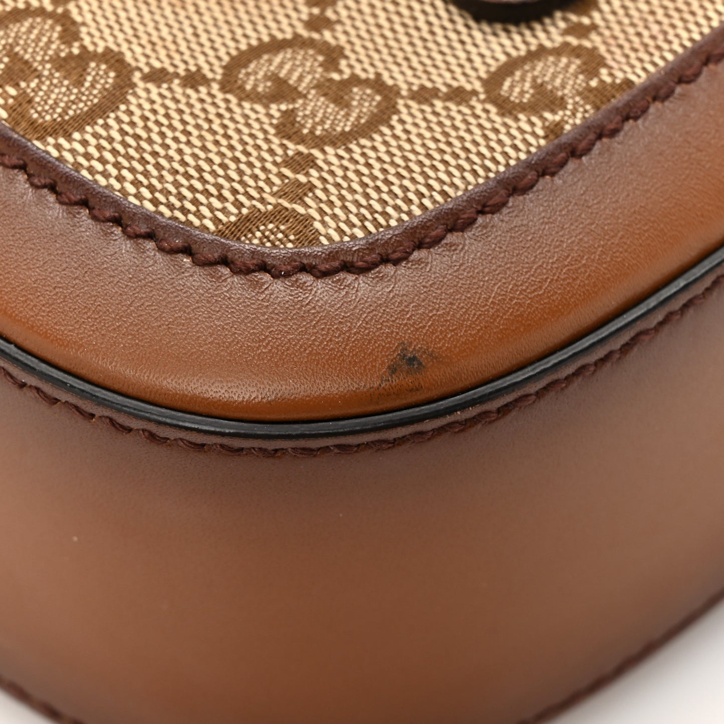 Monogram Small Lady Web Shoulder Bag Beige Cuir