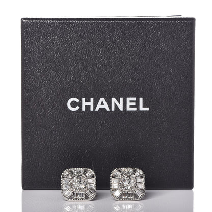 Chanel Baguette Crystal CC Earrings Silver 5 of 5