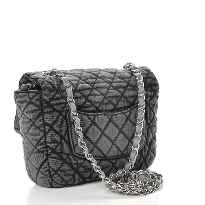 Chanel Washed Denim Quilted Small Denimpression Flap Grey Black 3 of 11