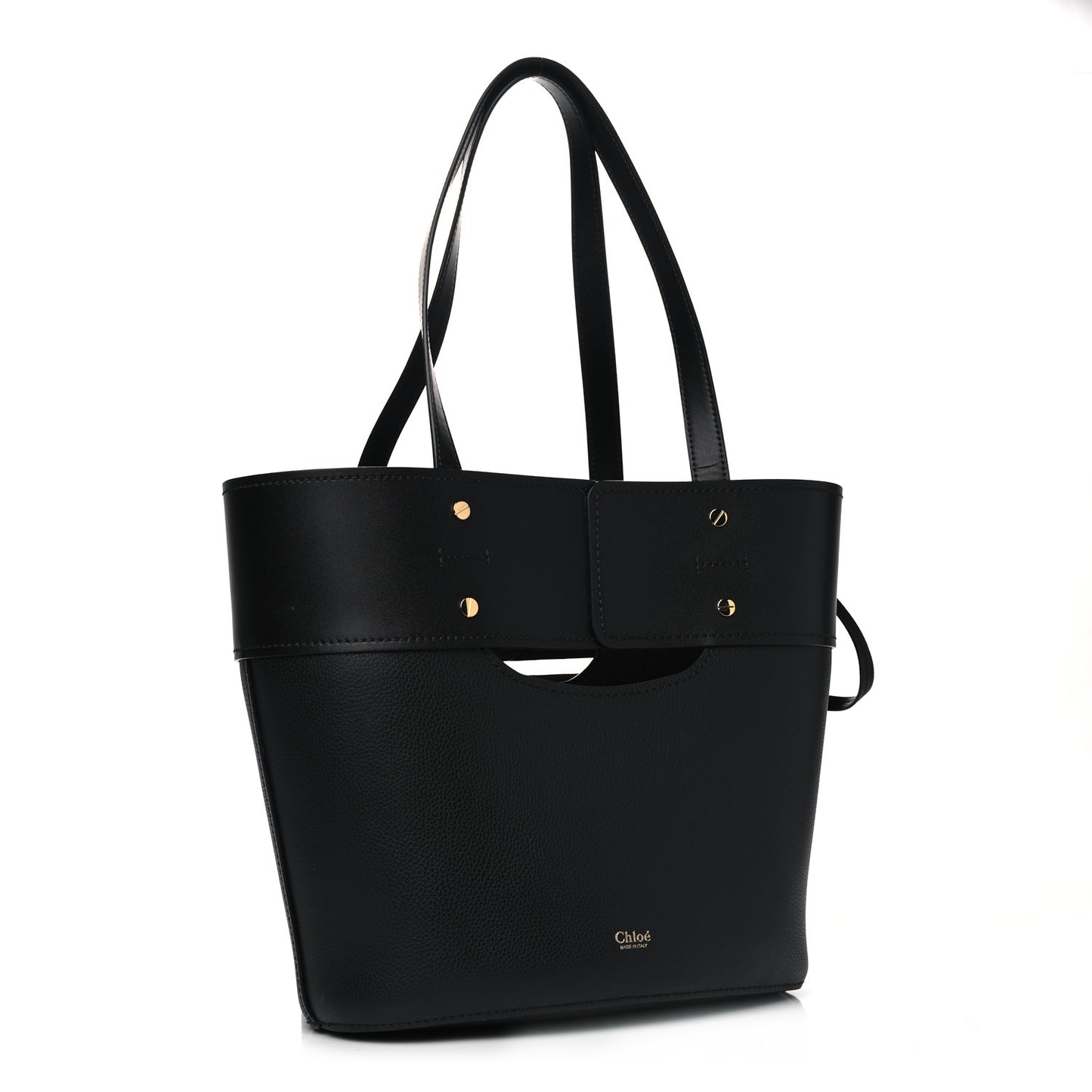 Smooth Grained Calfskin Small Aby Tote Black
