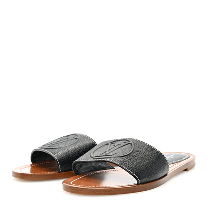 Louis Vuitton Calfskin Lock It Flat Mule 38 Black 2 of 7