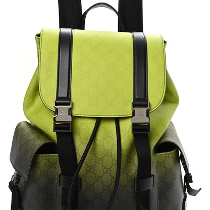 Gucci GG Supreme Monogram Large Double Buckle Backpack Green 8 of 10