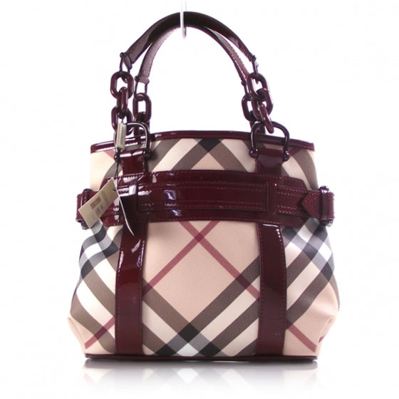 Nova Check Large Chain Tote Berry