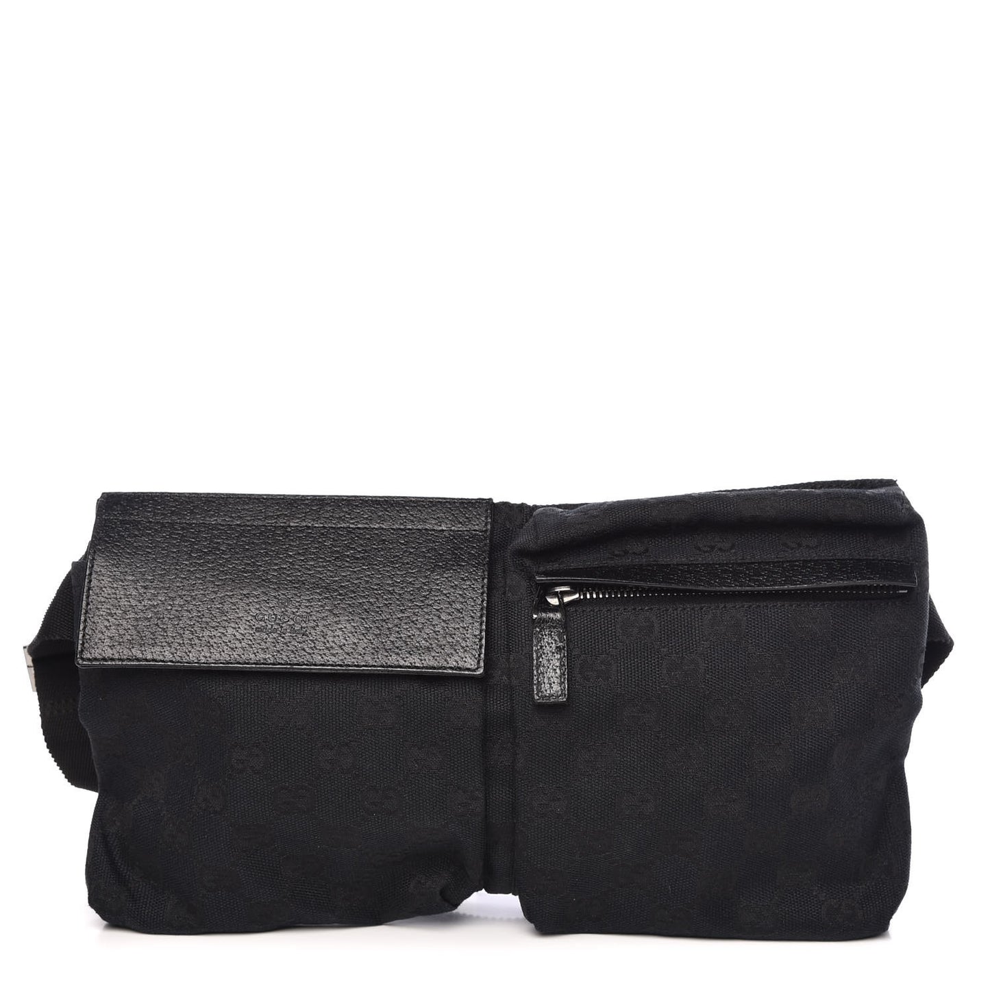 GG Monogram Double Pocket Belt Bag Black