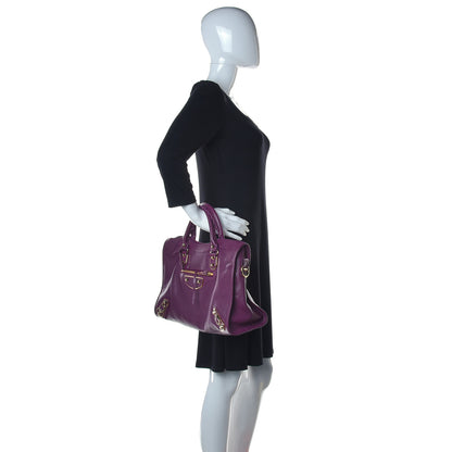 Balenciaga Chevre Gold Metallic Edge Hardware City Violet Prune 2 of 9