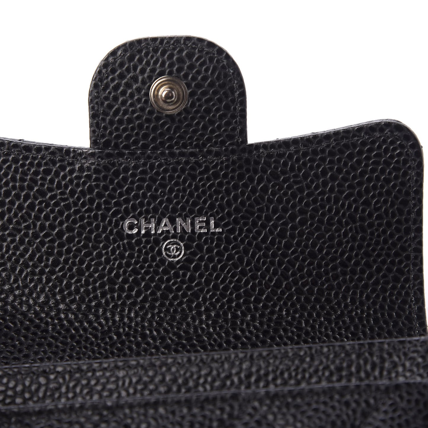 Caviar Quilted Flap Card Holder Black