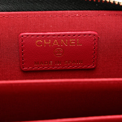 Chanel Shiny Goatskin Quilted Chanel 19 Zip Around Coin Purse Wallet Black 6 of 7