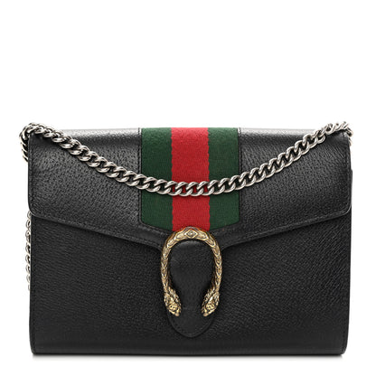 Gucci Calfskin Web Mini Dionysus Chain Wallet Black 1 of 10