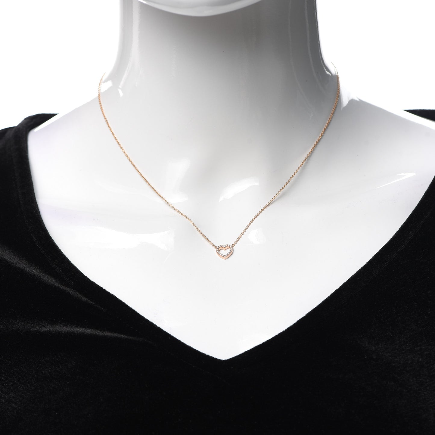 18K Rose Gold Diamond Metro Heart Pendant Necklace
