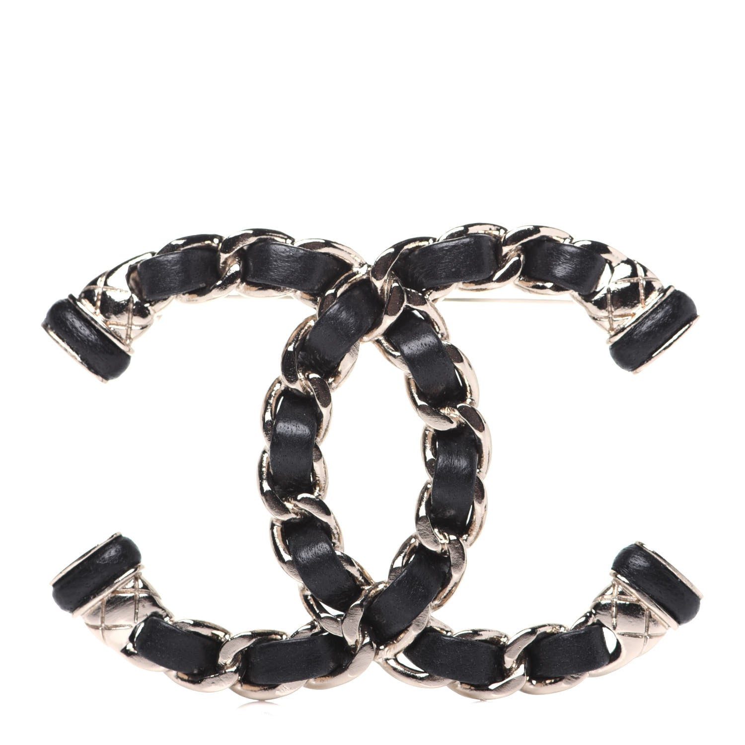 Chanel Lambskin Chain CC Brooch Black Gold 1 of 7