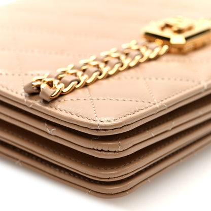 Chanel Shiny Aged Calfskin Quilted Clutch With Chain Dark Beige 10 of 12