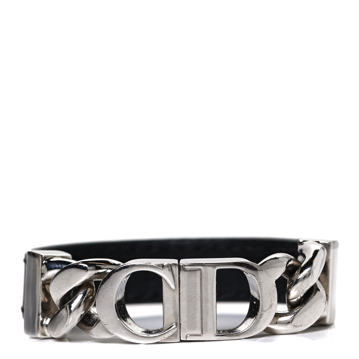 Calfskin Metal Danseuse Etoile Chain Bracelet Black Silver