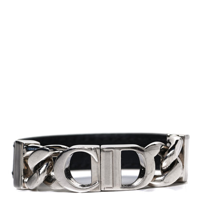 Christian Dior Calfskin Metal Danseuse Etoile Chain Bracelet Black Silver 1 of 6