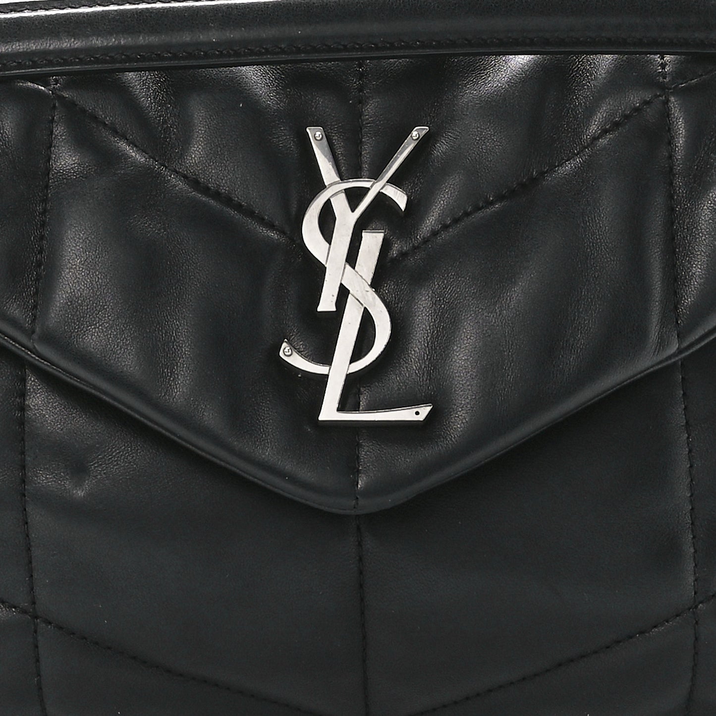 Lambskin Quilted Small Loulou Puffer Monogram Chain Satchel Black