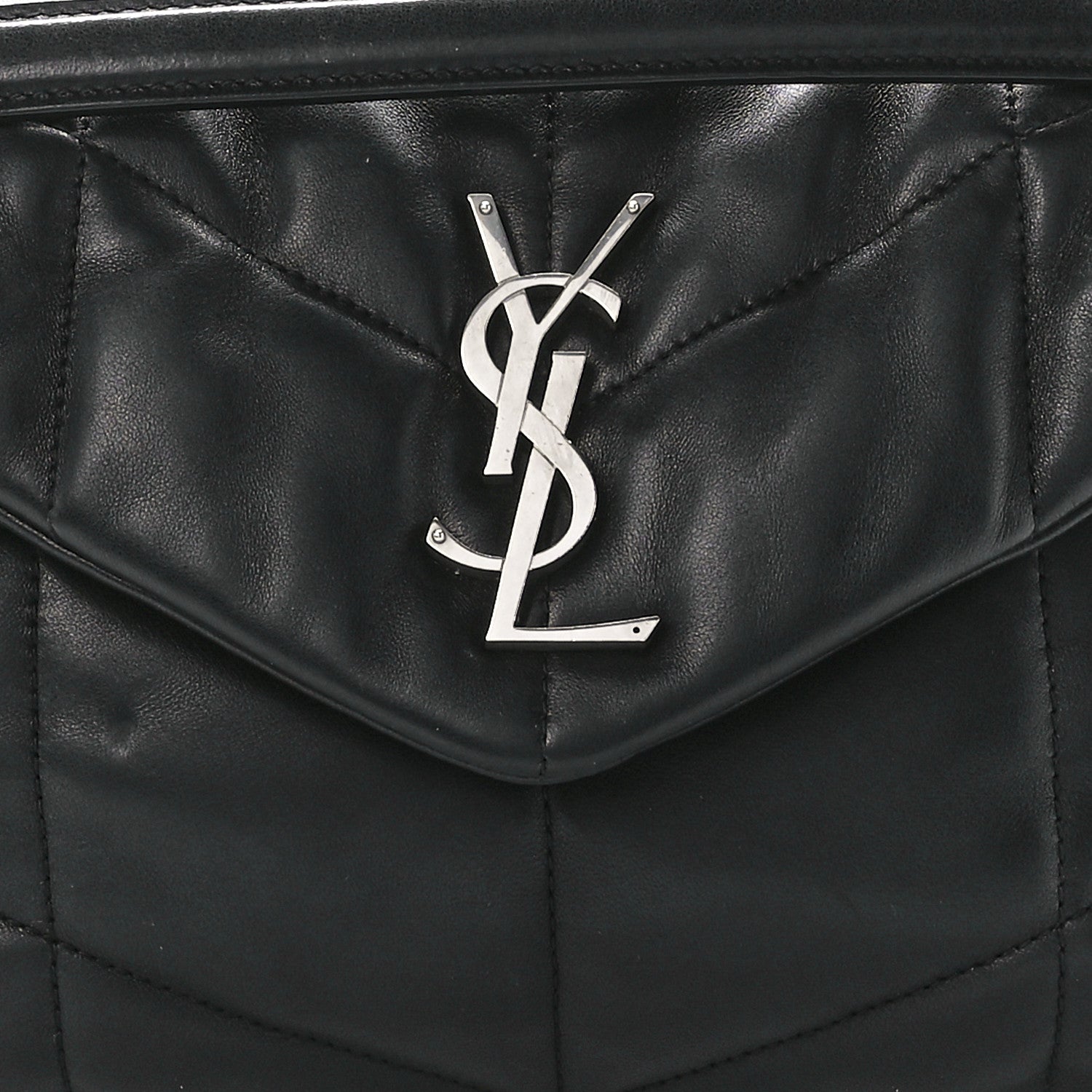 Saint Laurent Lambskin Quilted Small Loulou Puffer Monogram Chain Satchel Black 9 of 12