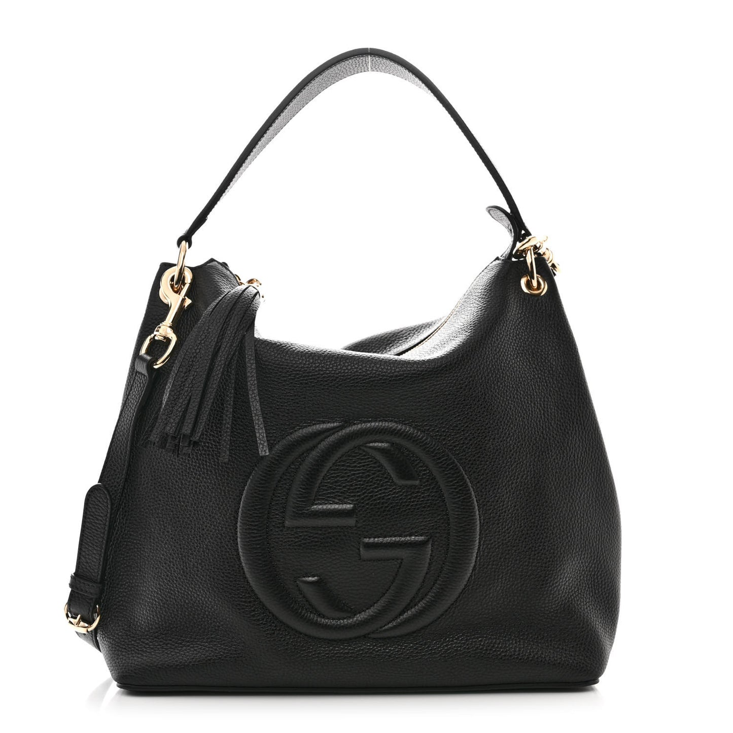 Pebbled Calfskin Large Soho Hobo Black