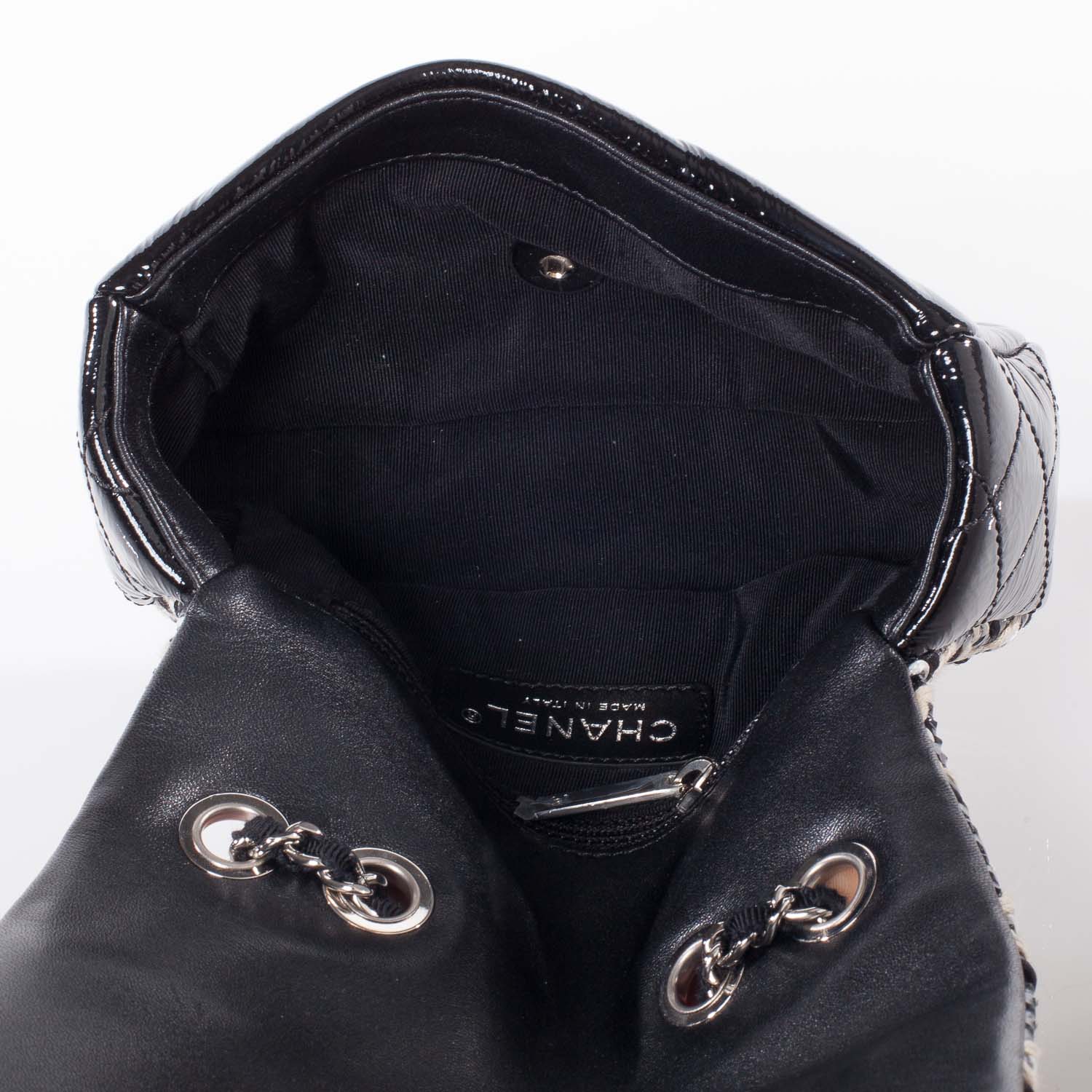 Chanel Perforated Patent Hand Embroidered Mini Flap Black 8 of 9