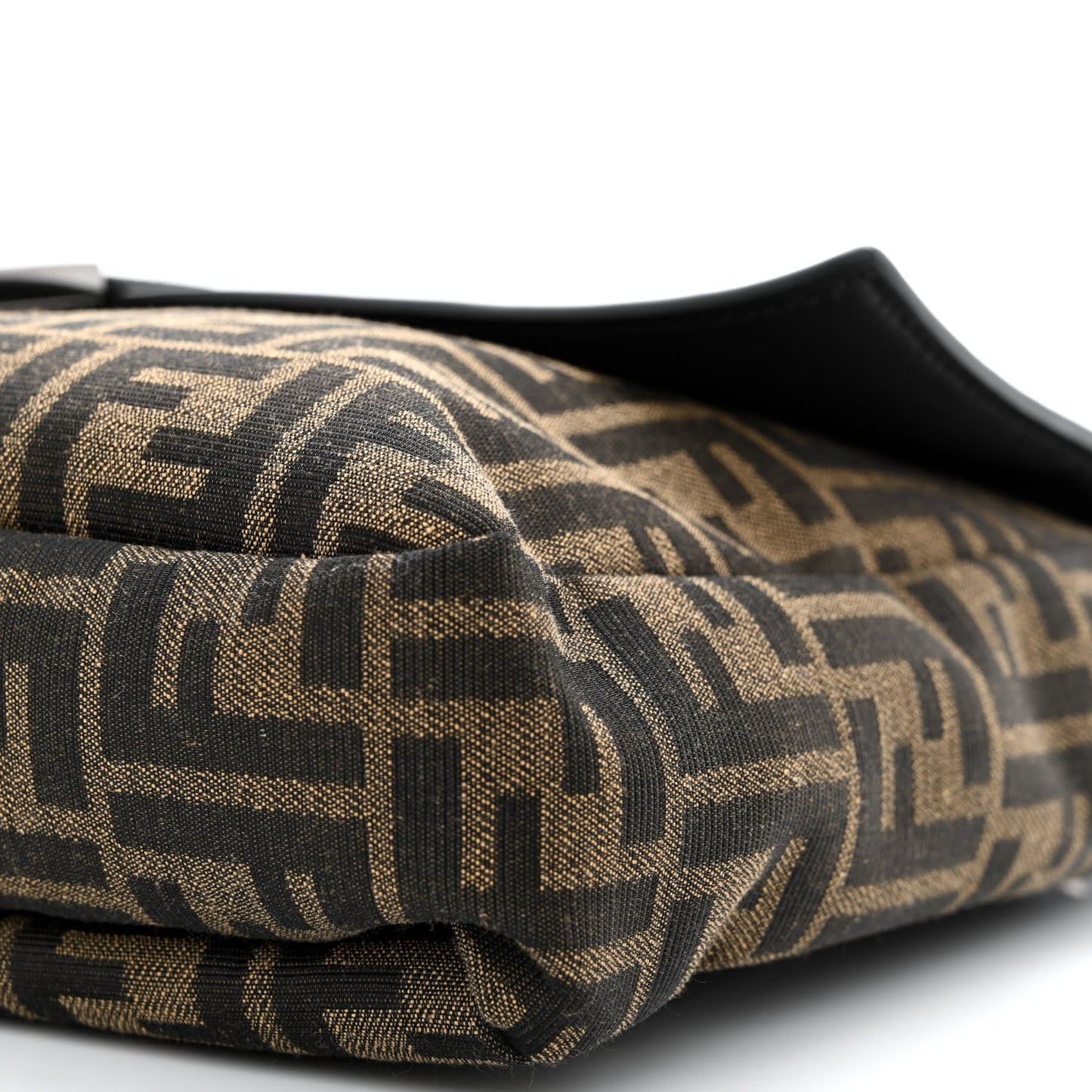 Recycled Fabric Jacquard Cotton Canvas Vitello Grace FF 1974 Large Convertible Baguette Tobacco Moro Black Beige