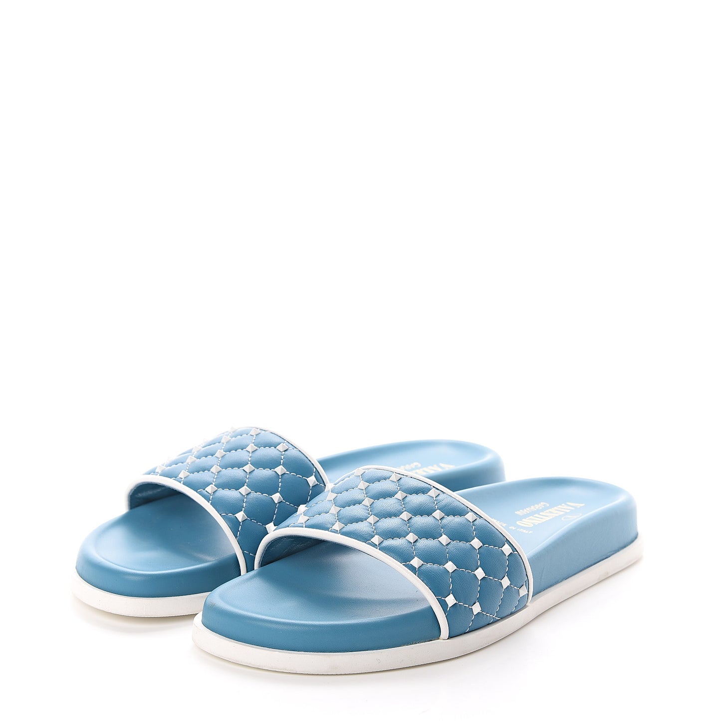 Nappa Free Rockstud Spike Pool Slide Sandals 38 Cerulean