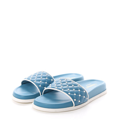 Valentino Garavani Nappa Free Rockstud Spike Pool Slide Sandals 38 Cerulean 3 of 7