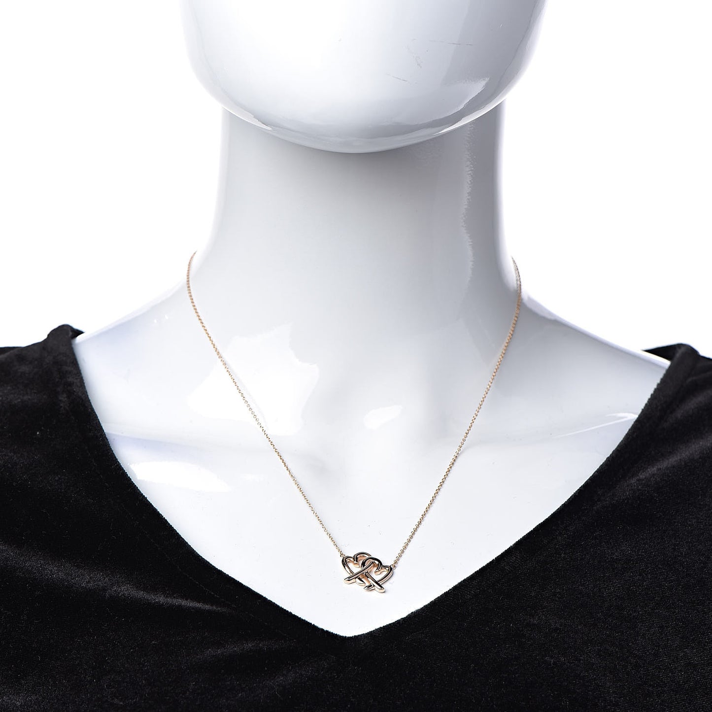 18K Rose Gold Paloma Picasso Loving Heart Interlocking Pendant Necklace