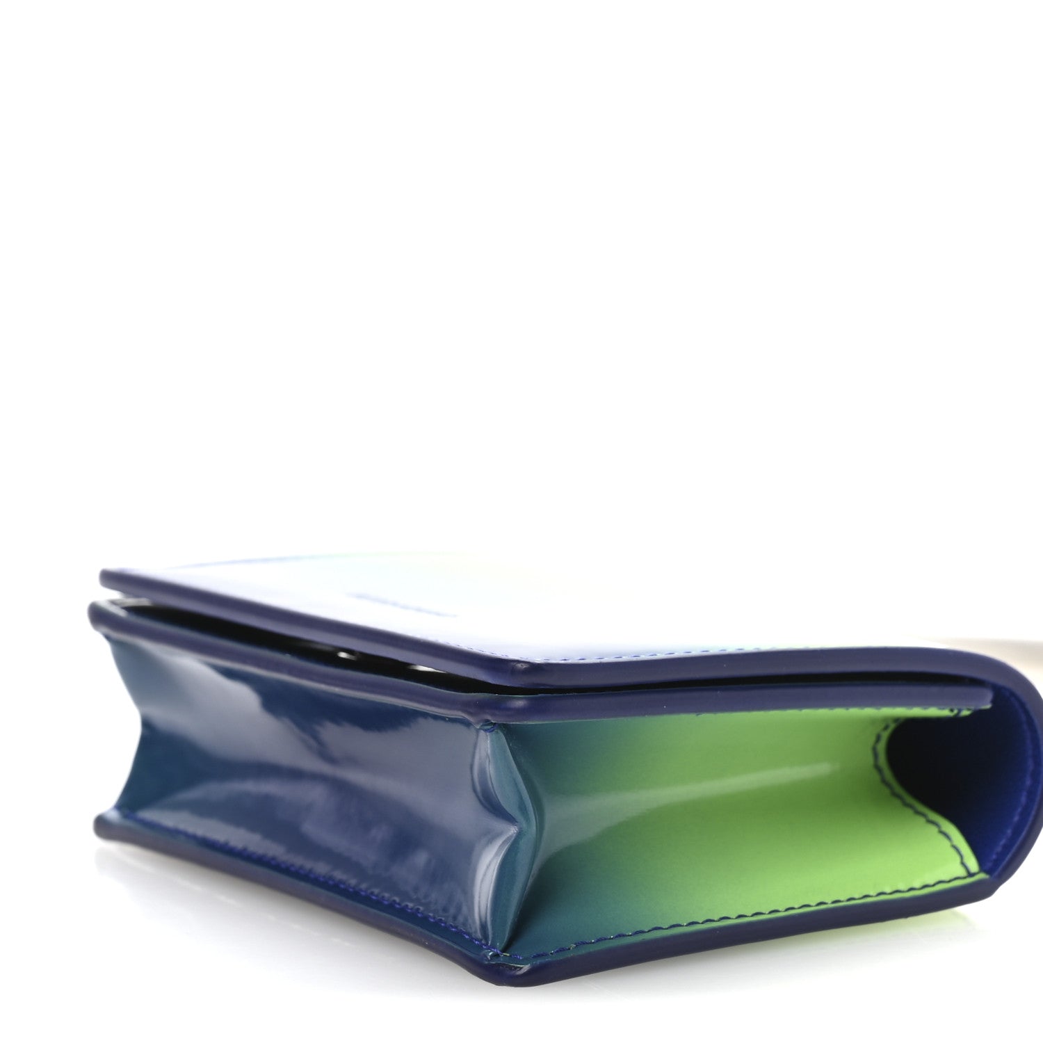 Salvatore Ferragamo Smooth Airbrushed Calfskin Micro Pouch Lime Lapis 10 of 11