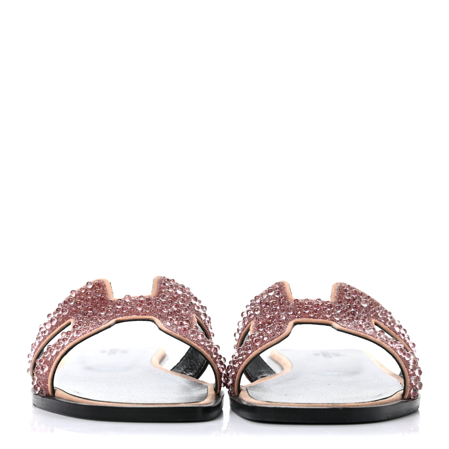 Suede Goatskin Crystal Oran Sandals 37.5 Rose Nude
