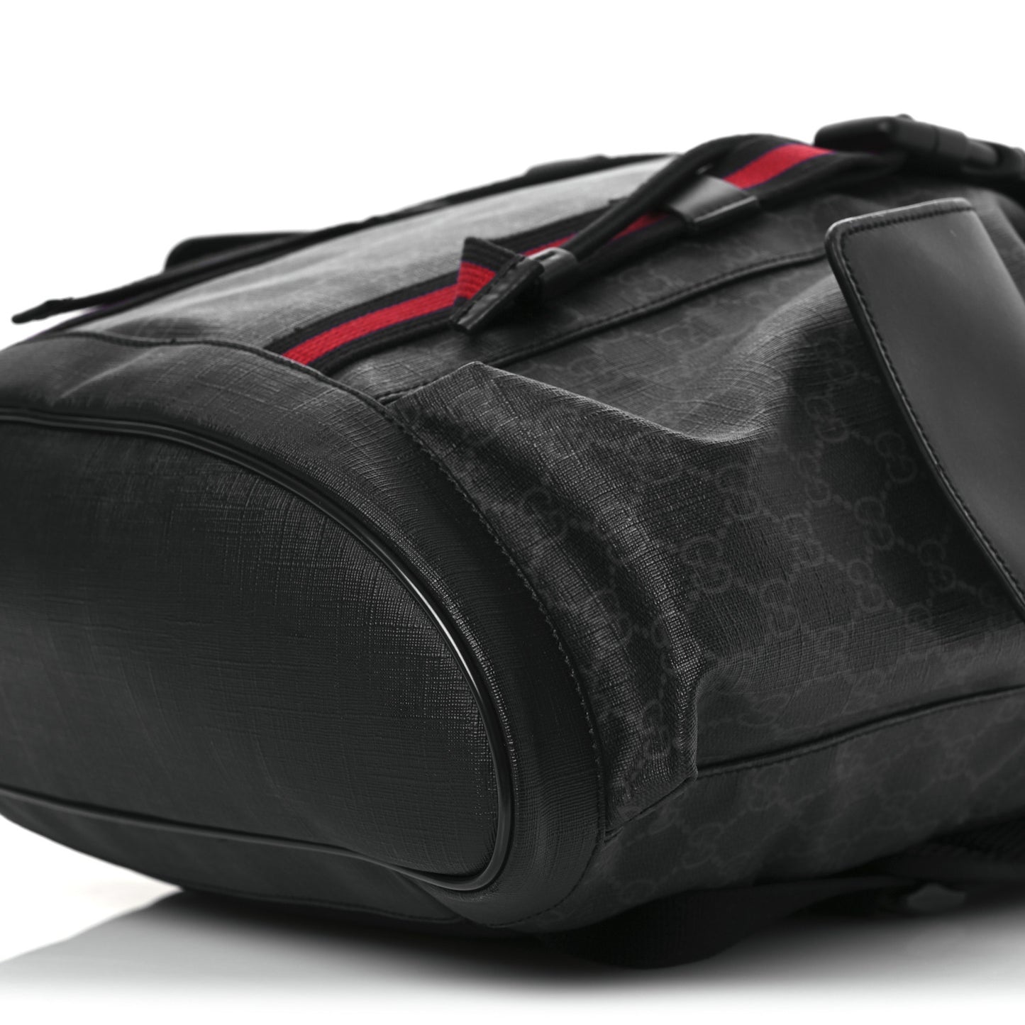 Soft GG Supreme Monogram Calfskin Web Double Buckle Backpack Black