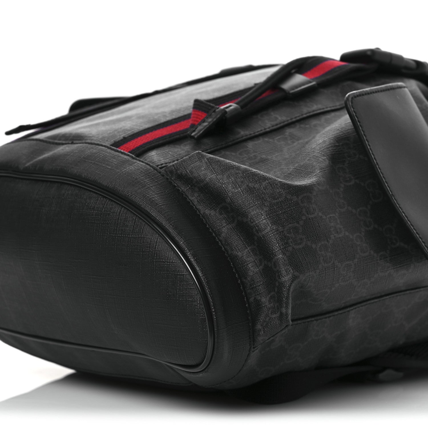 Gucci Soft GG Supreme Monogram Calfskin Web Double Buckle Backpack Black 10 of 13